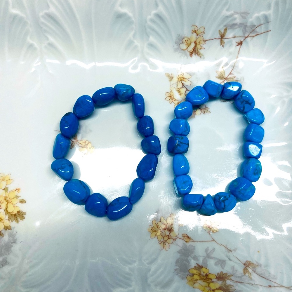 2 blue howlite bracelets